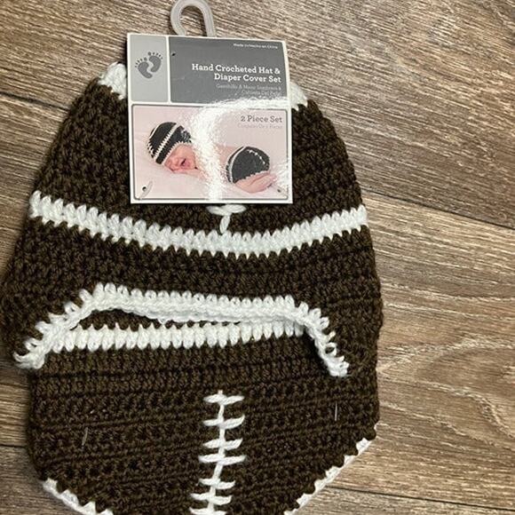 NWT Football Photo outfit for babies unisex hat and diaper cover - Picture 5 of 6